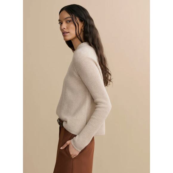 NWT! Jenni Kayne XS Iconic 100% CASHMERE Fisherman Sweater $425 Oatmeal Neutral - Picture 7 of 14